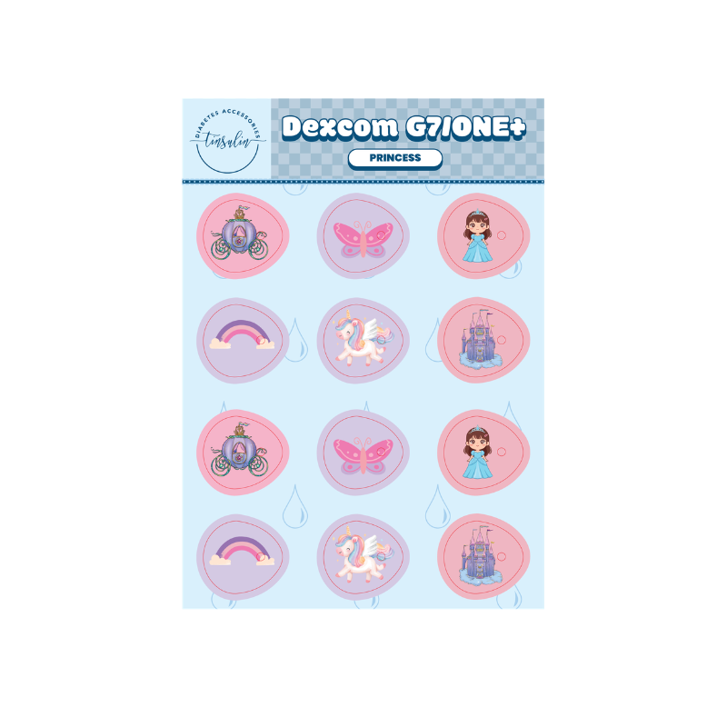 Stickers pour capteur Dexcom G7 / ONE+ – Princesse (12 stickers)