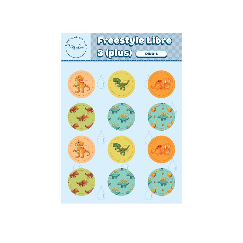 Sensor stickers Freestyle Libre 3 / 3 Plus – Dino's (12 stickers)