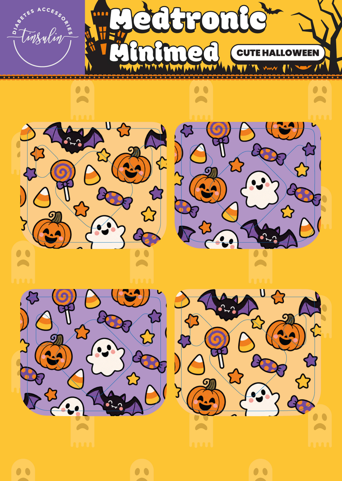 Sensor stickers Medtronic Minimed – Cute Halloween (4 stickers)