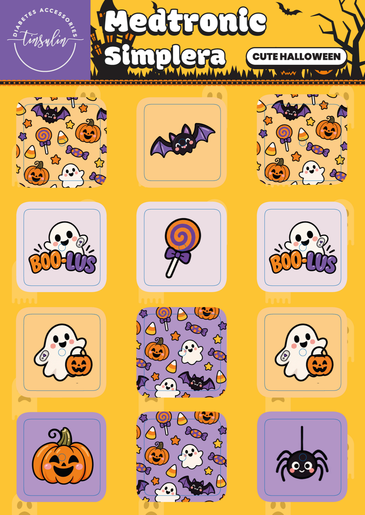 Sensor stickers Medtronic Simplera – Cute Halloween (12 stickers)