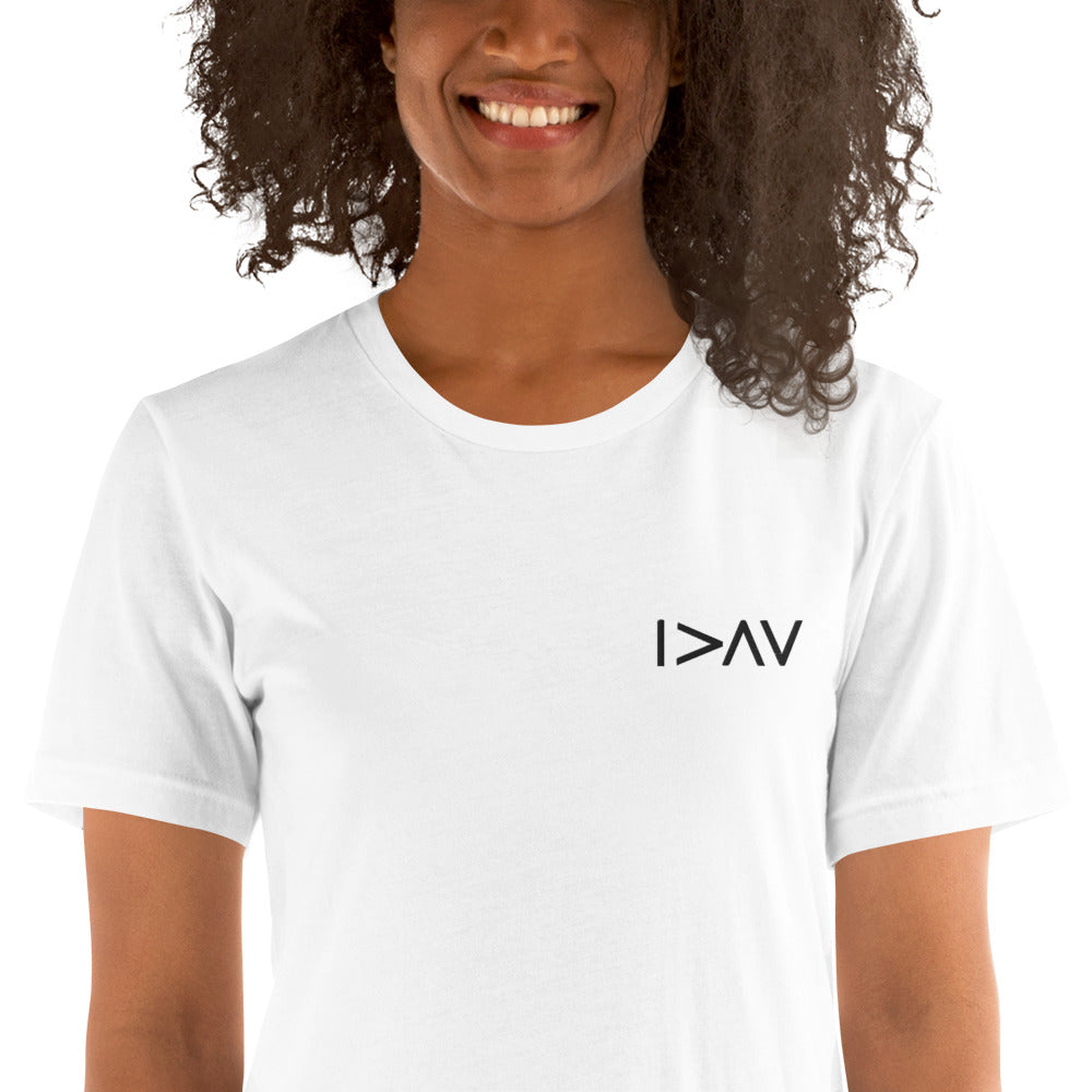 t-shirt blanc unisexe 'Je suis plus grand que mes hauts et mes bas'