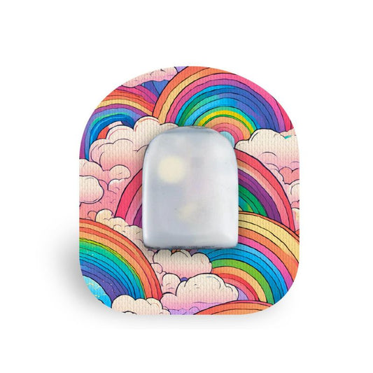 pleister/fixtape voor Omnipod retro regenbogen
