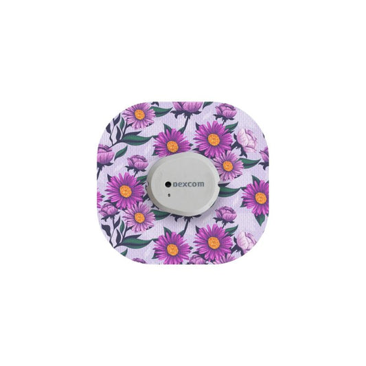 sensorpleister/fixtape voor Dexcom G7 / ONE+ lila madeliefjes