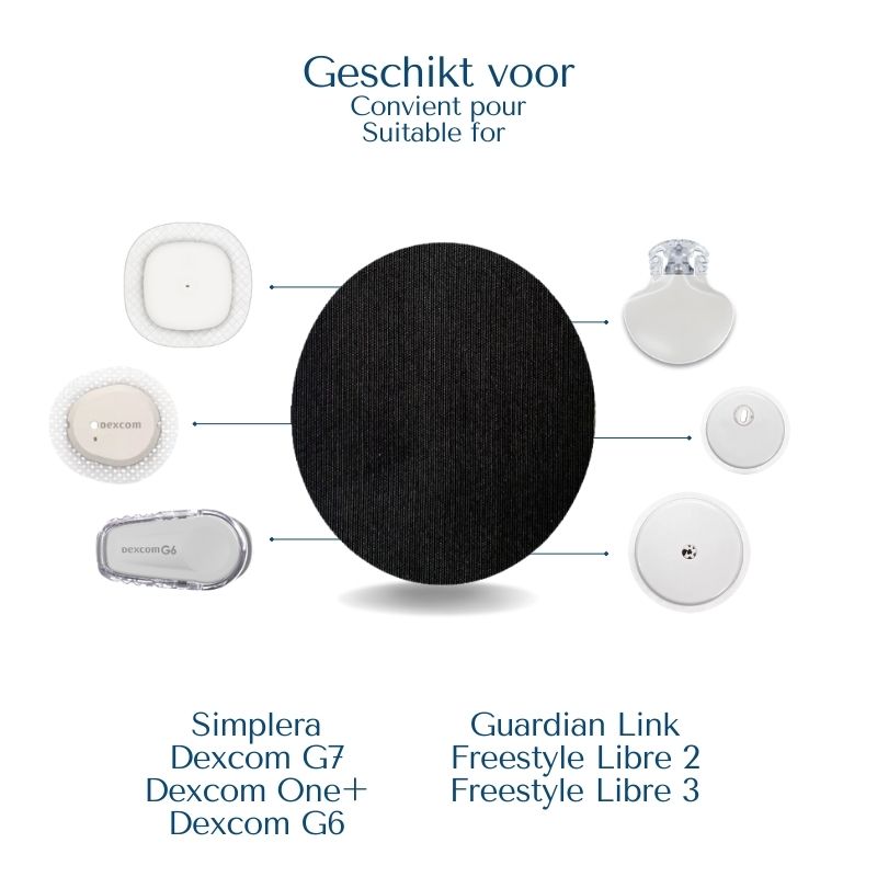 ovalen universele sensorpleister/fixtape  zwart