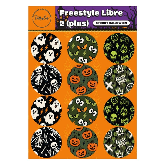 Stickervel Freestyle Libre 2 / 2 Plus Spooky Halloween met 12 sensorstickers