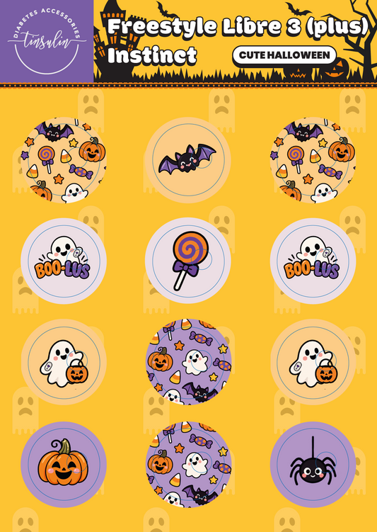 Freestyle Libre 3 / 3 Plus / Instinct sensor stickers – Cute Halloween (12 stickers)