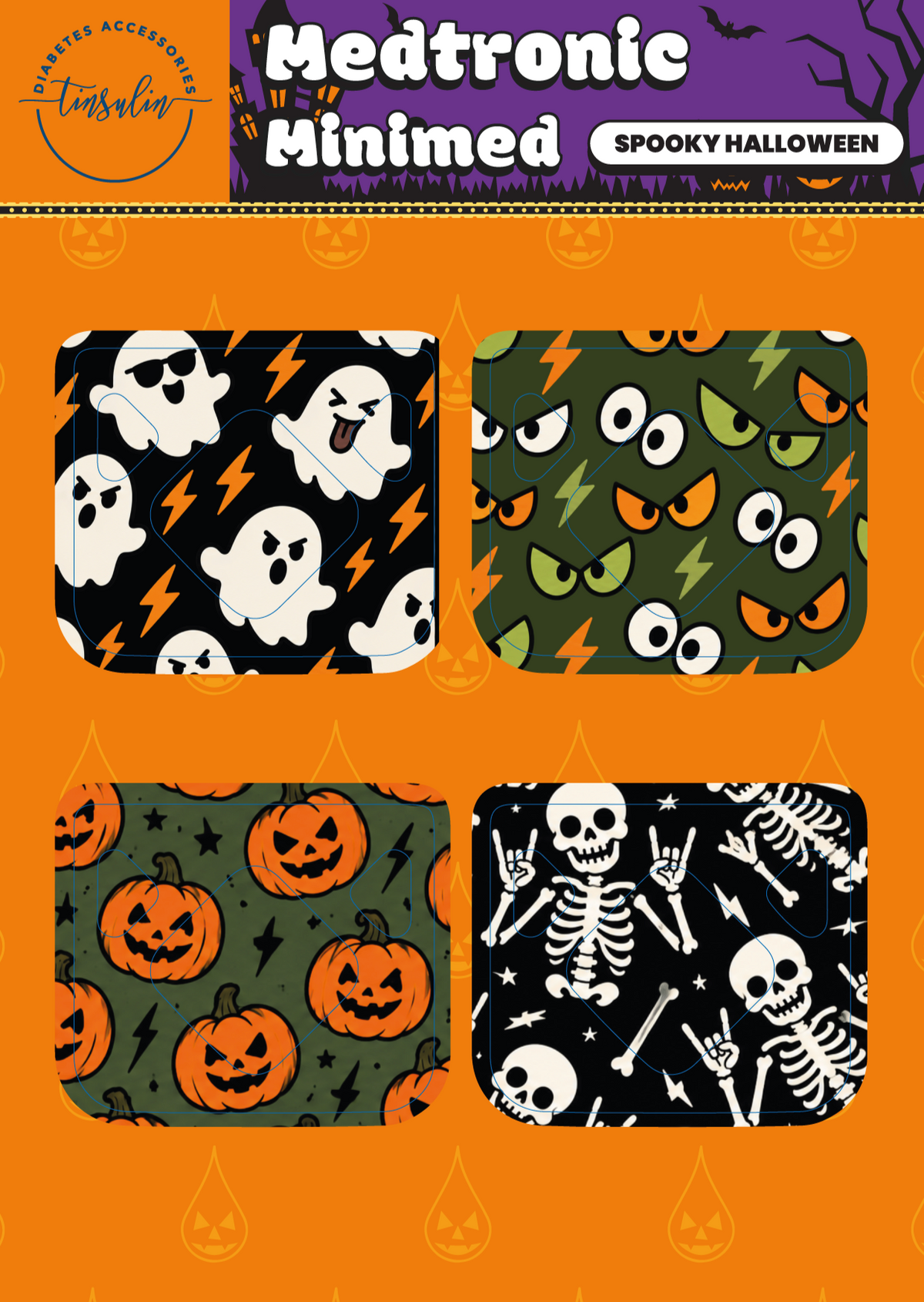 Sensor stickers Medtronic Minimed – Spooky Halloween (4 stickers)