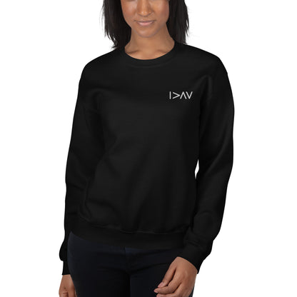 black unisex sweater 'I am greater than my highs and lows'