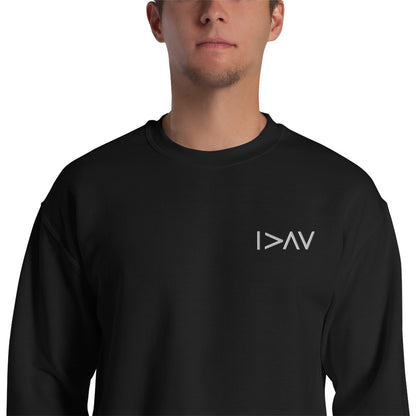 black unisex sweater 'I am greater than my highs and lows'