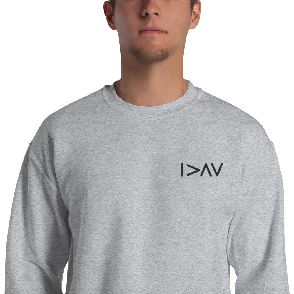 gray unisex sweater 'I am Greater Than My Highs and Lows'