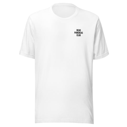 witte unisex t-shirt 'dead pancreas club'