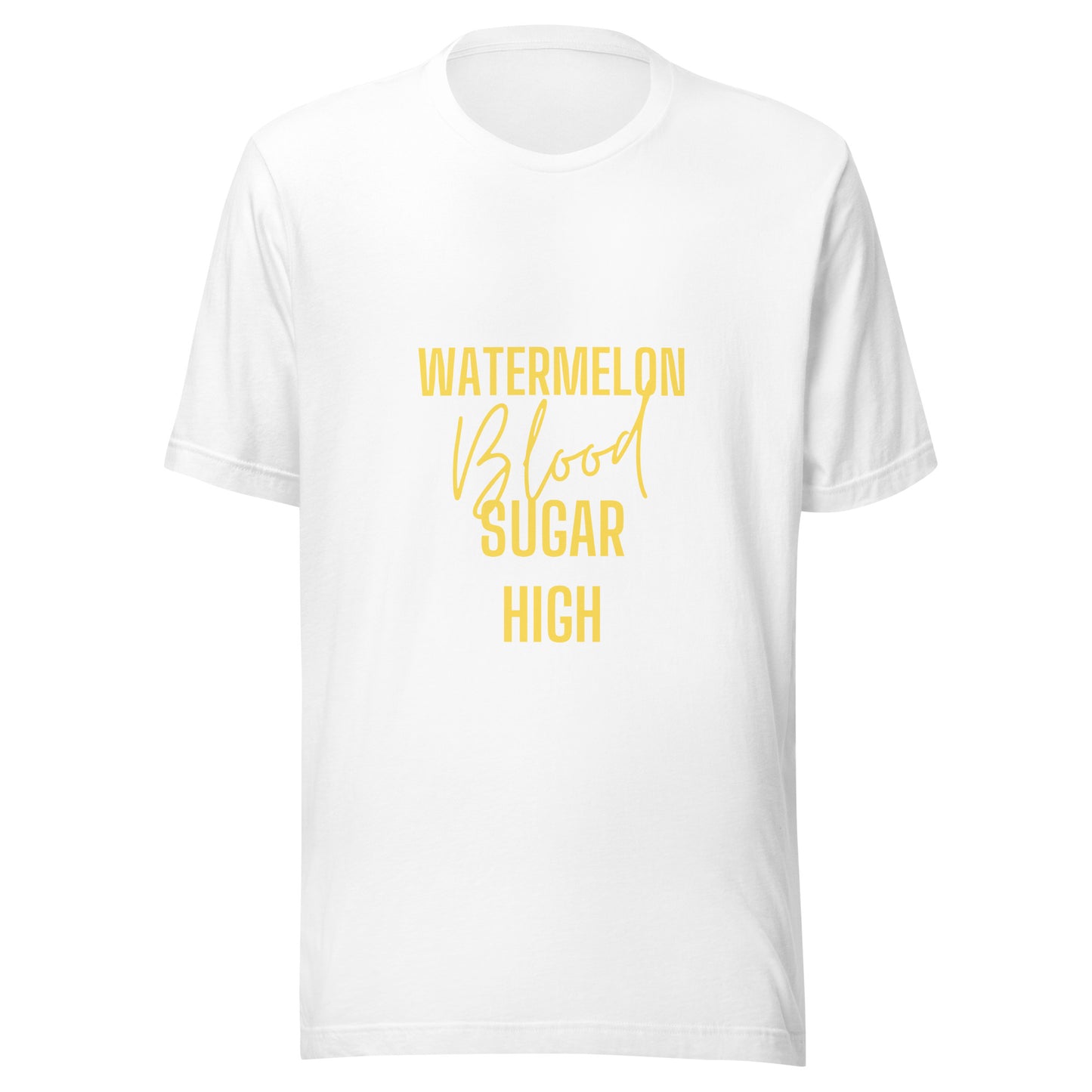 witte unisex t-shirt 'watermelon blood sugar high'
