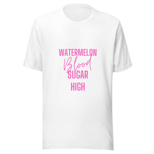 witte unisex t-shirt 'watermelon blood sugar high'
