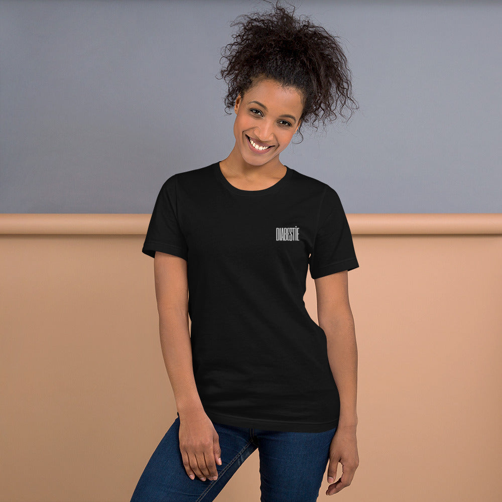 zwarte unisex t-shirt 'diabestie'
