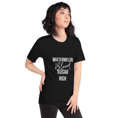 black unisex t-shirt 'watermelon blood sugar high'