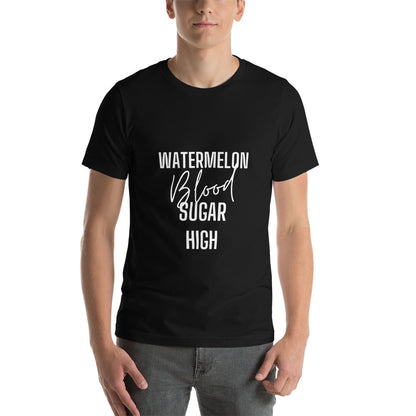 black unisex t-shirt 'watermelon blood sugar high'