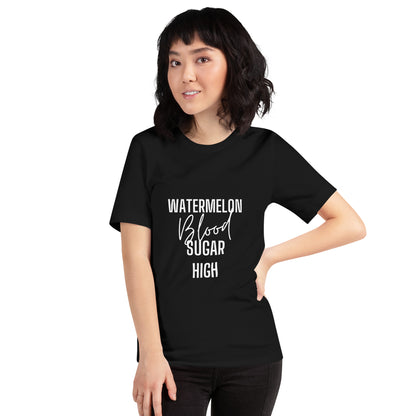 black unisex t-shirt 'watermelon blood sugar high'