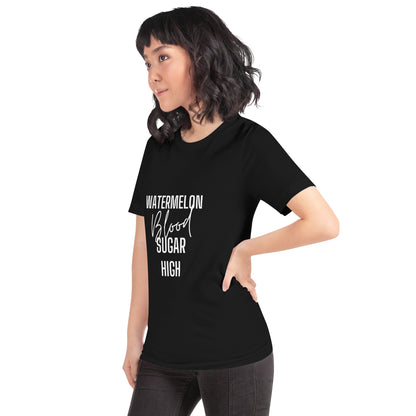 t-shirt noir unisexe 'pastèque glycémie élevée'