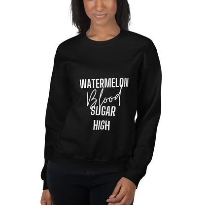 zwarte unisex trui 'watermelon blood sugar high'