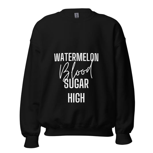 zwarte unisex trui 'watermelon blood sugar high'