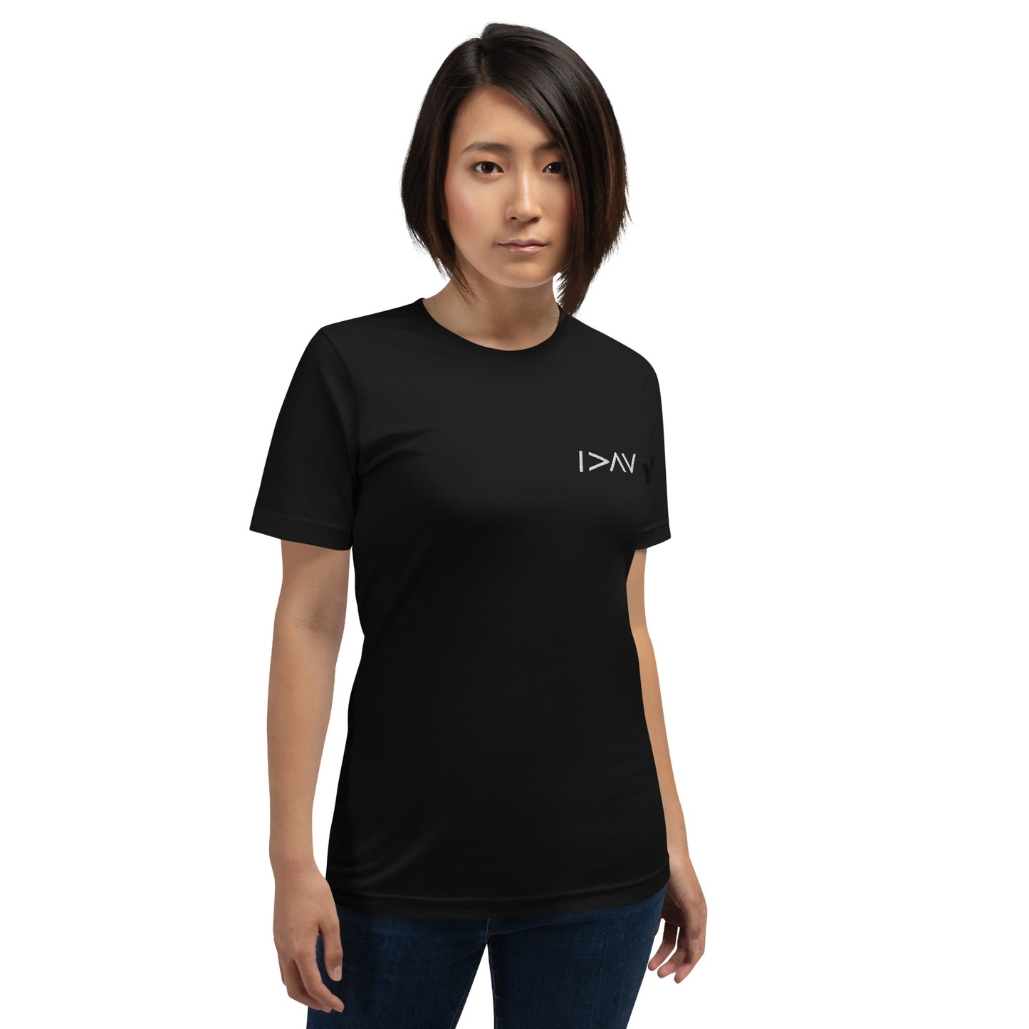 zwarte unisex t-shirt 'I am greater than my highs and lows'